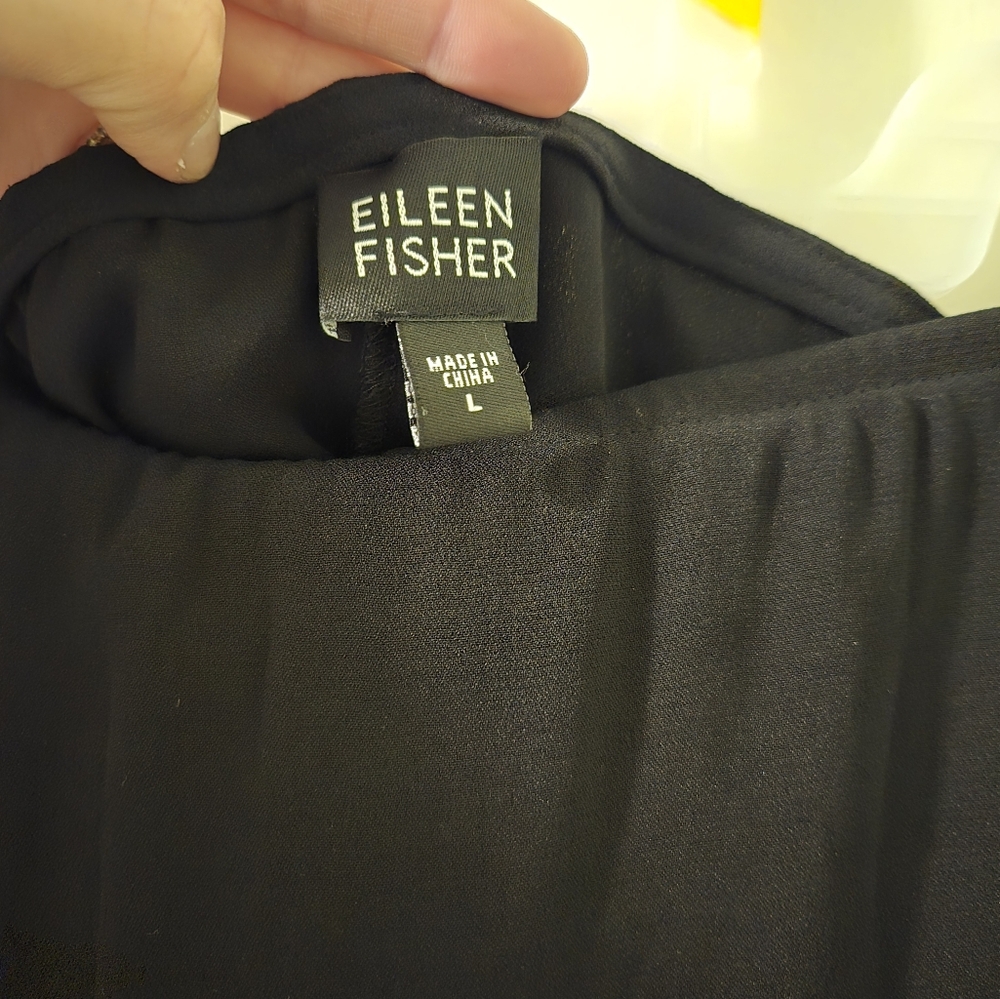 Eileen Fisher Black silk A line Midi Skirt Size Large